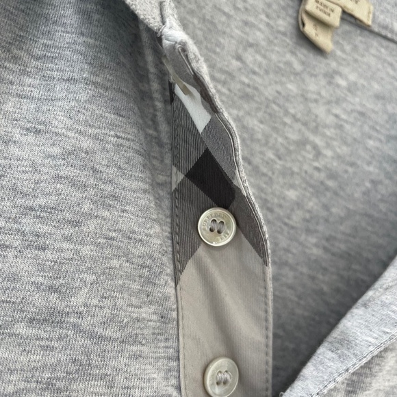 BURBERRY BRIT {S} Polo Shirt Heather Grey Nova Check - Picture 3 of 6